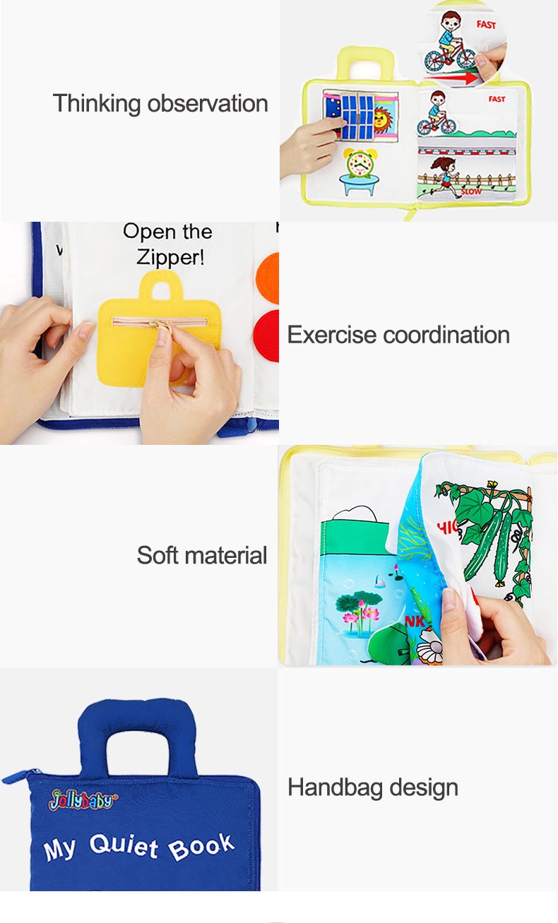 Baby Montessori Toys Book for 0 12 24 Months Soft Cloth Fabric Books for Toddler Activity Quiet Book for Kids 1 Year Old Gift